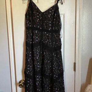 J.O.A. Black and Purple Floral Maxi Dress